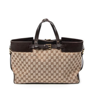 Gucci Horizontal Belt Tote en Beige Lienzo