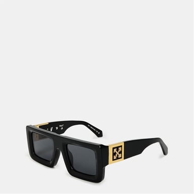 Gafas de sol unisex cuadradas Off White, diseño cuadrado en negro/gris oscuro