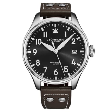 Reloj de piloto de cuarzo Stührling Airman 4078 para hombre de 43 mm