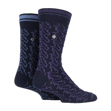 Paquete de 2 calcetines de vestir de algodón con ribete para hombres | Calcetines de punto cuadrado de peso medio