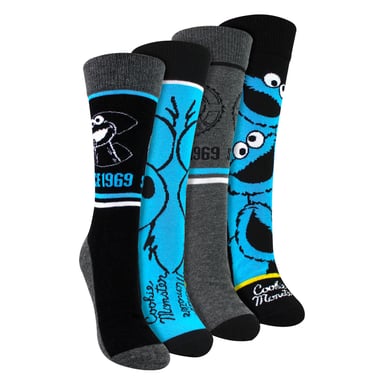 4 Pares de Calcetines de Algodón para Hombre - Patrón de Monstruo de las Galletas Calcetines Cómodos