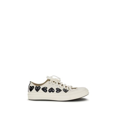 Zapatillas de lona blancas de bajo perfil Comme Des Garçons Play x Converse