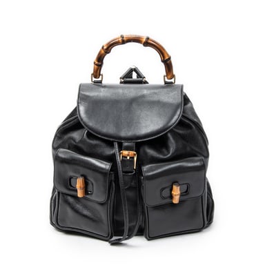 Gucci Large Bamboo Backpack  en  negro Cuero de ternero