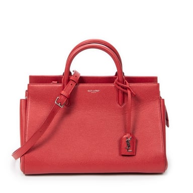 Yves Saint Laurent Small Cabas Rive Gauche  en  Red Cuero de ternero