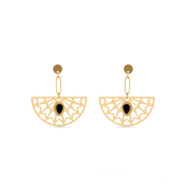 Pendientes Luxenter de Onix acabados en oro amarillo de 18K- Tawa