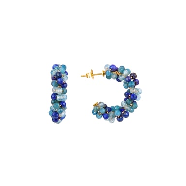 Pendientes Luxenter de Plata de Ley 925 con Cristal Azul Oscuro acabados en oro amarillo de 18K - Lazum