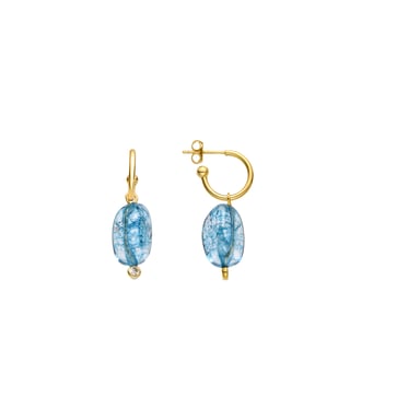 Pendientes Luxenter de Plata de Ley 925 y Cristal Azul Oscuro acabado oro 18k - Xiua