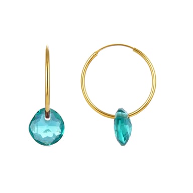 Pendientes Luxenter de Plata de Ley 925 con Cuarzo Hidrotermal Verde acabados en oro amarillo de 18K - Vanshy
