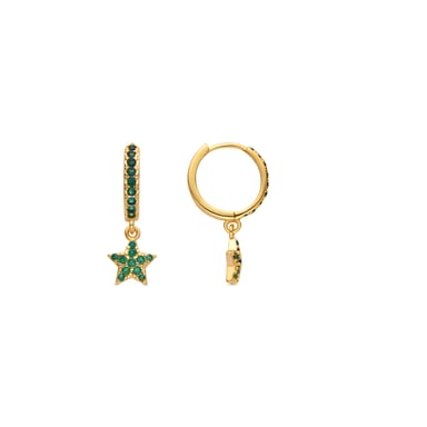 Pendientes Luxenter con Circonita Esmeralda acabado oro 18k - Elinia