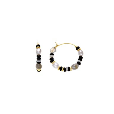Pendientes Luxenter de Plata de Ley 925 y Onix acabado oro 18k - Nanys