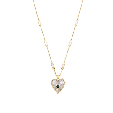Collar Luxenter de Plata de Ley 925 y Madreperla Blanca acabado oro 18k - Limy