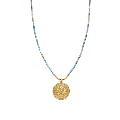 Collar Luxenter con Cristal Azul acabado oro 18k - Thyu