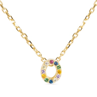 Collar Luxenter de Plata de Ley 925 con Circonita Multicolor acabado en oro amarillo de 18K - Alphabet