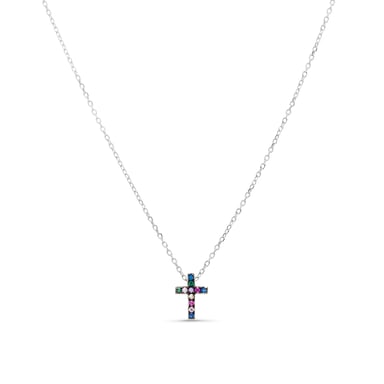 Collar Luxenter de Plata de Ley 925 con Circonita Multicolor acabado en rodio - Sharra