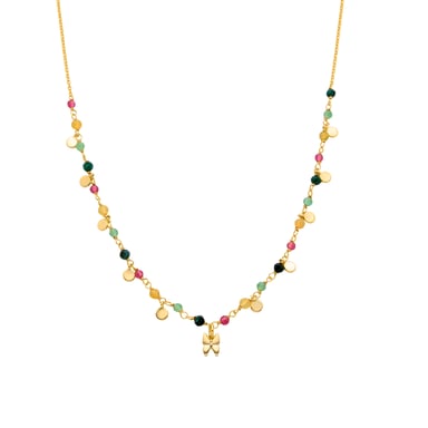 Collar Luxenter de Plata de Ley 925 con Cristal Verde acabado en oro amarillo de 18K - Mariposa