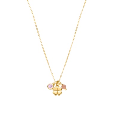 Collar Luxenter de Plata de Ley 925 con Circonita Rosa acabado en oro amarillo de 18K - Douala
