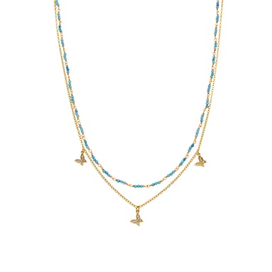 Collar Luxenter con Cristal Azul acabado oro 18k - Zinli