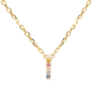 Collar Luxenter de Plata de Ley 925 con Circonita Multicolor acabado en oro amarillo de 18K - Alphabet
