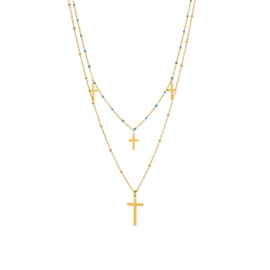 Collar Luxenter de Cristal Azul acabado en oro amarillo de 18k - Lidriel