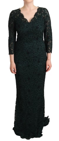 Vestido de Encaje con Mangas Largas y Escote en V
