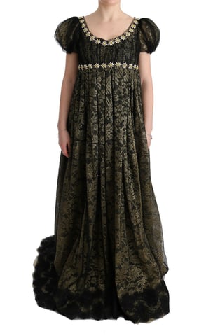 Vestido de Noche de Encaje con Margaritas Bordadas
