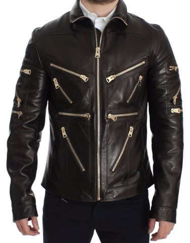 Chaqueta de Cuero con Detalle Multizip