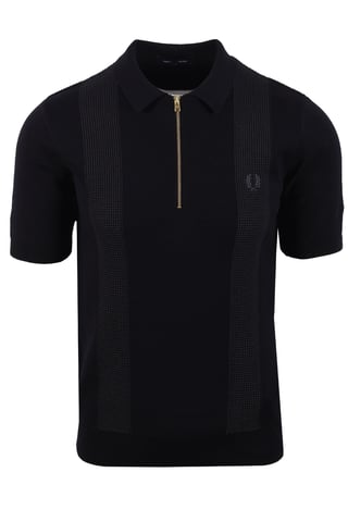 FRED PERRY PANEL KNITTED SHIRT BLACK