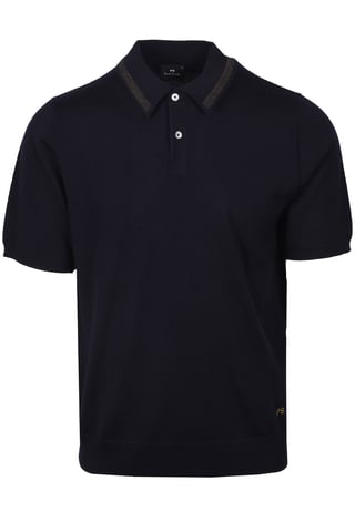 PAUL SMITH MERINO SWEATER SS POLO NAVY