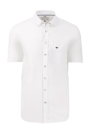 FYNCH-HATTON SHORT SLEEVED OXFORD SHIRT WHITE