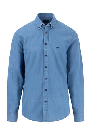 FYNCH-HATTON LONG SLEEVED DENIM SHIRT CRYSTAL BLUE
