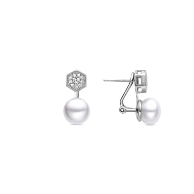 Luxenter Pendientes de Plata de Ley 925 con Perla Blanca acabados en rodio - Zahy