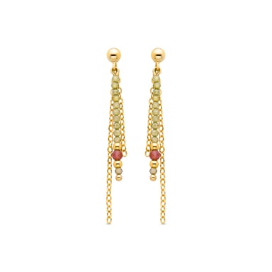 Luxenter Pendientes de Plata de Ley 925 con Prehenita acabados en oro amarillo de 18K - Rilxi
