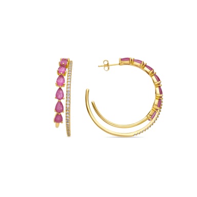 Luxenter Pendientes de Plata de Ley 925 y Circonita Rubí acabados en oro amarillo de 18k - Ziabek