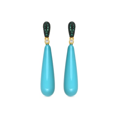 Luxenter Pendientes de Plata de Ley 925 y Circonita Esmeralda acabado oro amarillo de 18k - Wingi