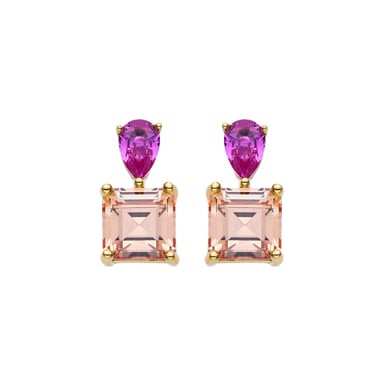 Luxenter Pendientes de Plata de Ley 925 y Circonita Multicolor acabados en oro amarillo de 18k - Codua
