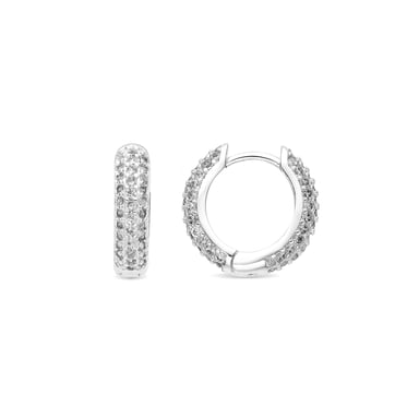 Luxenter Pendientes de 9mm de diámetro acabado plata y Circonita Brillante - Lesrat