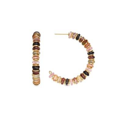 Luxenter Pendientes de Plata de Ley 925 y Agata Multicolor acabado oro amarillo de 18k - Umex