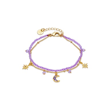 Luxenter Pulsera de Cristal Morado acabado en oro amarillo 18k - Ayora