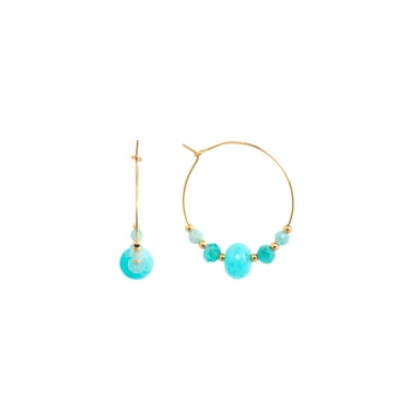 Luxenter Pendientes acabado oro amarillo de 18k y Jade Azul - Gimra