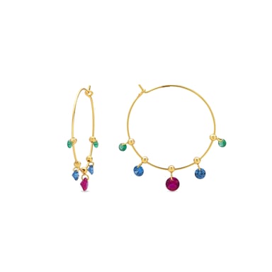 Luxenter Pendientes de Plata de Ley 925 y Circonita Multicolor acabados en oro amarillo de 18k - Yhapec