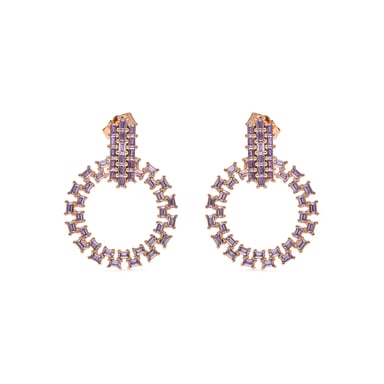 Luxenter Pendientes de Circonita Amatista acabado en oro amarillo de 18k - Huang