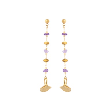 Luxenter Pendientes acabado oro amarillo de 18k y Amatista Natural - Tarthae