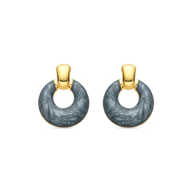 Luxenter Pendientes con Lacado Azul acabado oro 18k - Fores