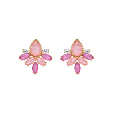 Luxenter Pendientes de Plata de Ley 925 y Circonita Multicolor acabados en oro amarillo de 18k - Shanvi
