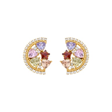 Luxenter Pendientes acabado oro amarillo de 18k y Circonita Multicolor - Brok