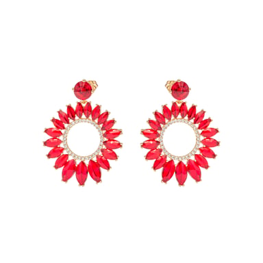 Luxenter Pendientes de Cristal Rojo acabado en oro amarillo de 18k - Lelyl