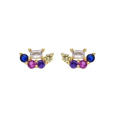Luxenter Pendientes de Plata de Ley 925 y Circonita Multicolor acabado oro 18k - Nockyo