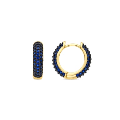 Luxenter Pendientes de 9mm de diámetro acabado oro amarillo de 18k y Circonita Zafiro - Lesrat