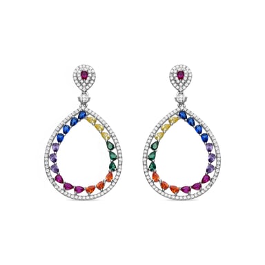 Luxenter Pendientes de Plata de Ley 925 y Circonita Multicolor acabados en rodio - Tonmei