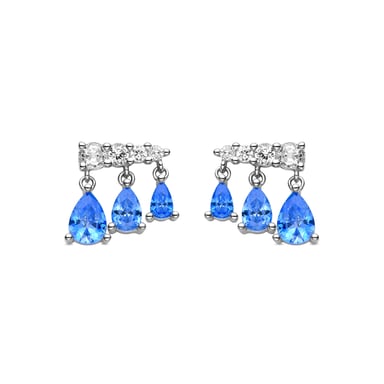 Luxenter Pendientes de Plata de Ley 925 con Circonita Zafiro acabados en rodio - Dapak